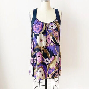 Silk Pixel Floral Print Shift Halter Dress size Petite